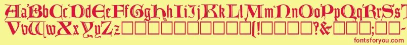 LombardicRegular-Schriftart – Rote Schriften auf gelbem Hintergrund