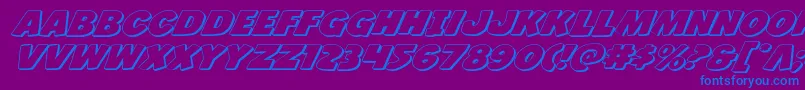 Jcandlestick3Dexpand-Schriftart – Blaue Schriften auf violettem Hintergrund