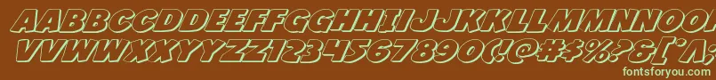 フォントJcandlestick3Dexpand – 緑色の文字が茶色の背景にあります。