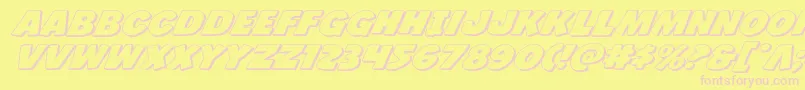 Jcandlestick3Dexpand-fontti – vaaleanpunaiset fontit keltaisella taustalla