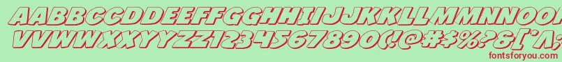 Jcandlestick3Dexpand-Schriftart – Rote Schriften auf grünem Hintergrund