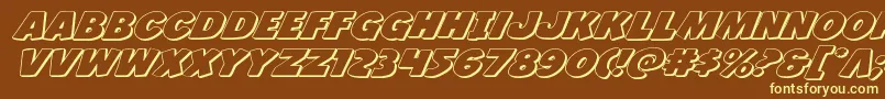 Jcandlestick3Dexpand-fontti – keltaiset fontit ruskealla taustalla
