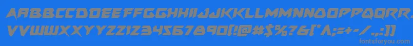 フォントSkirmishersemital – 青い背景に灰色の文字