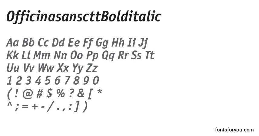 Шрифт OfficinasanscttBolditalic – алфавит, цифры, специальные символы