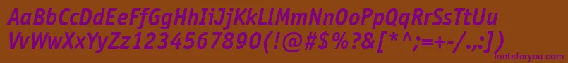 OfficinasanscttBolditalic Font – Purple Fonts on Brown Background