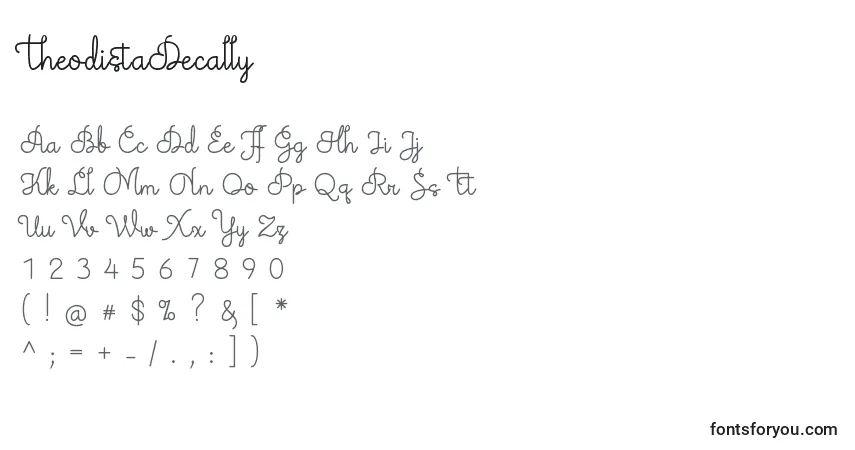 Шрифт TheodistaDecally – алфавит, цифры, специальные символы
