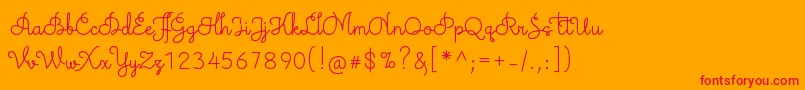 TheodistaDecally-Schriftart – Rote Schriften auf orangefarbenem Hintergrund