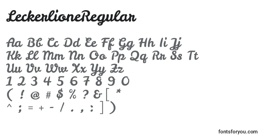 A fonte LeckerlioneRegular – alfabeto, números, caracteres especiais