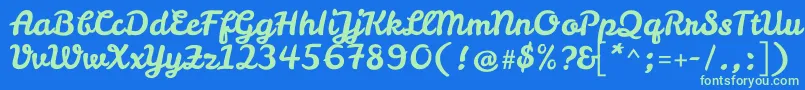 LeckerlioneRegular Font – Green Fonts on Blue Background