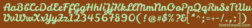 フォントLeckerlioneRegular – 緑色の文字が茶色の背景にあります。
