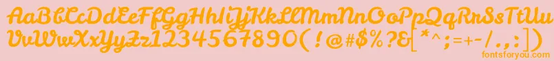 LeckerlioneRegular-Schriftart – Orangefarbene Schriften auf rosa Hintergrund