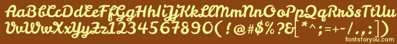 LeckerlioneRegular Font – Yellow Fonts on Brown Background