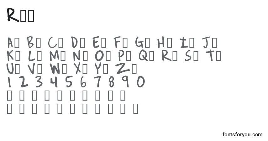Schriftart Rev – Alphabet, Zahlen, spezielle Symbole