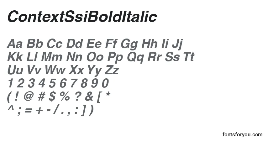 A fonte ContextSsiBoldItalic – alfabeto, números, caracteres especiais