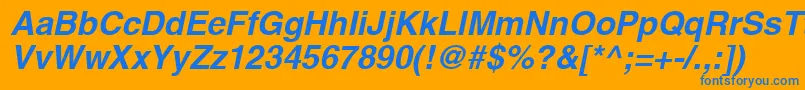 Weitere Informationen zur ContextSsiBoldItalic-Schriftart ContextSsiBoldItalic-Schriftart – Blaue Schriften auf orangefarbenem Hintergrund