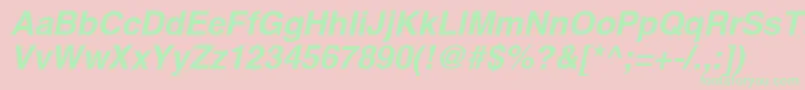 Fonte ContextSsiBoldItalic – fontes verdes em um fundo rosa