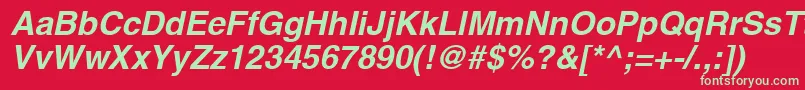 ContextSsiBoldItalic Font – Green Fonts on Red Background