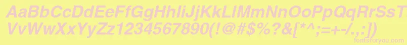 Fonte ContextSsiBoldItalic – fontes rosa em um fundo amarelo