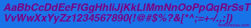 フォントContextSsiBoldItalic – 紫色のフォント、青い背景