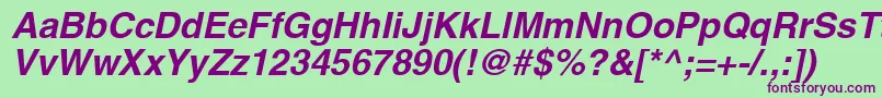 ContextSsiBoldItalic Font – Purple Fonts on Green Background