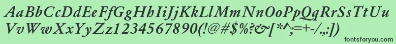 AzgaramondcBolditalic Font – Black Fonts on Green Background