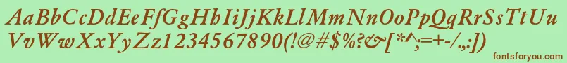 AzgaramondcBolditalic Font – Brown Fonts on Green Background