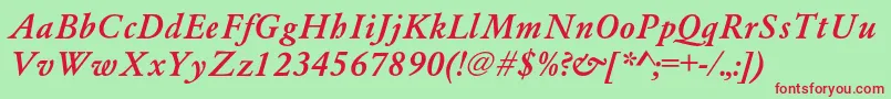 AzgaramondcBolditalic Font – Red Fonts on Green Background