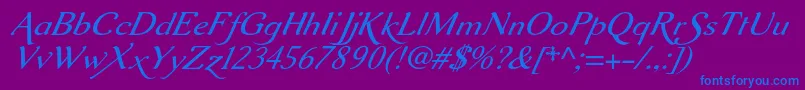 Aurelisadfscriptno2stdItalic Font – Blue Fonts on Purple Background