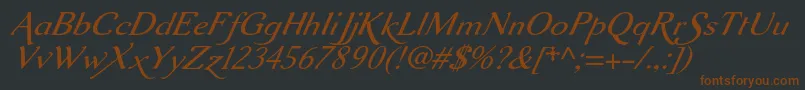 Aurelisadfscriptno2stdItalic Font – Brown Fonts on Black Background