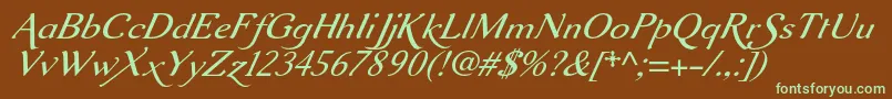 Aurelisadfscriptno2stdItalic Font – Green Fonts on Brown Background