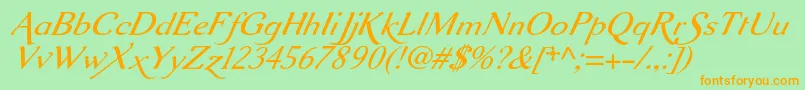 Aurelisadfscriptno2stdItalic Font – Orange Fonts on Green Background