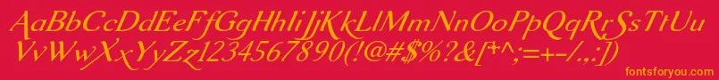 Aurelisadfscriptno2stdItalic Font – Orange Fonts on Red Background