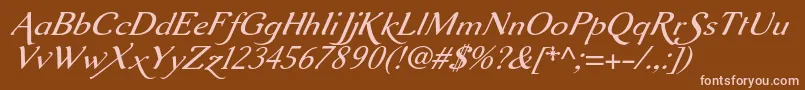 Aurelisadfscriptno2stdItalic Font – Pink Fonts on Brown Background