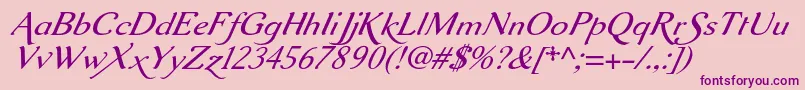 Aurelisadfscriptno2stdItalic Font – Purple Fonts on Pink Background