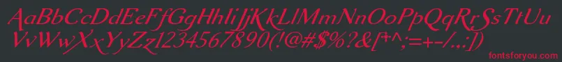 Aurelisadfscriptno2stdItalic Font – Red Fonts on Black Background