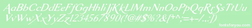 Aurelisadfscriptno2stdItalic Font – White Fonts on Green Background