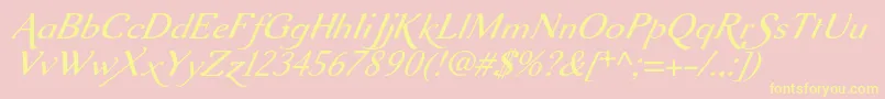 Aurelisadfscriptno2stdItalic Font – Yellow Fonts on Pink Background