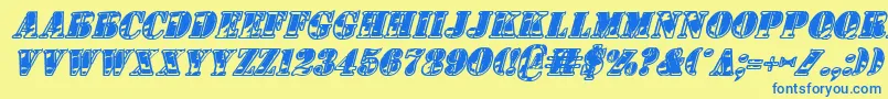 1stCavIiItalic Font – Blue Fonts on Yellow Background