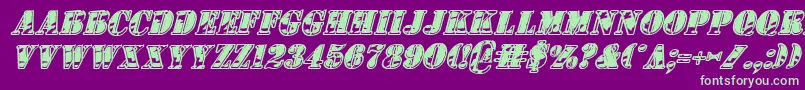 1stCavIiItalic Font – Green Fonts on Purple Background