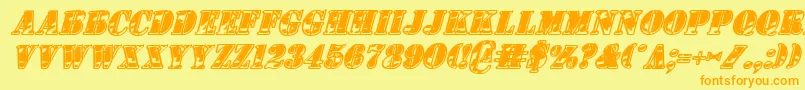 1stCavIiItalic Font – Orange Fonts on Yellow Background