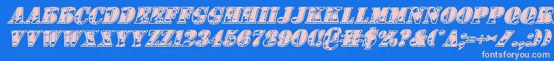 1stCavIiItalic Font – Pink Fonts on Blue Background