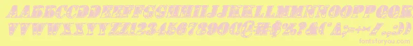 1stCavIiItalic Font – Pink Fonts on Yellow Background