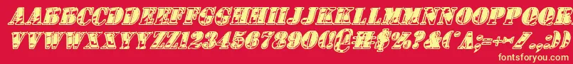 フォント1stCavIiItalic – 黄色の文字、赤い背景