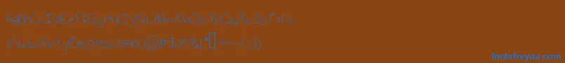 SchoolWriting-Schriftart – Blaue Schriften auf braunem Hintergrund