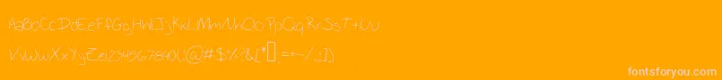 SchoolWriting-Schriftart – Rosa Schriften auf orangefarbenem Hintergrund