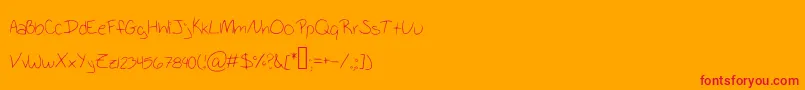 フォントSchoolWriting – オレンジの背景に赤い文字
