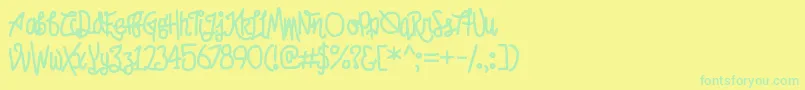 Czcionka AfroedDizzyYak – zielone czcionki na żółtym tle