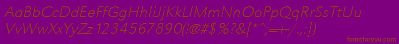 UrwgrotesktextligwidOblique Font – Brown Fonts on Purple Background