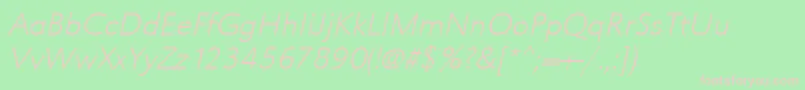 フォントUrwgrotesktextligwidOblique – 緑の背景にピンクのフォント