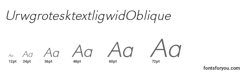 Размеры шрифта UrwgrotesktextligwidOblique